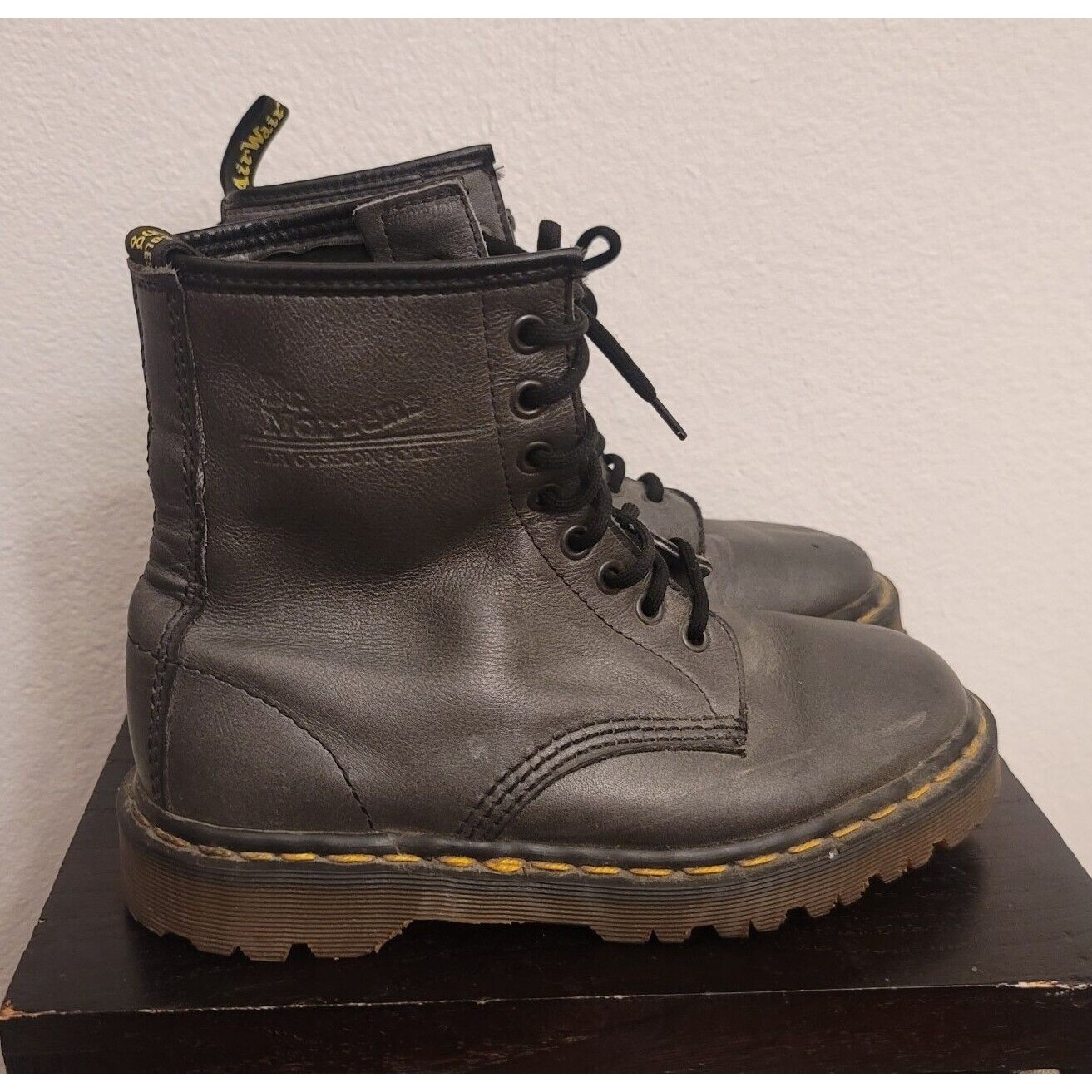 Vtg Doc Martens 1460 Gray Leather Boots Size 4 Uk Women’s 6 Us Made In England